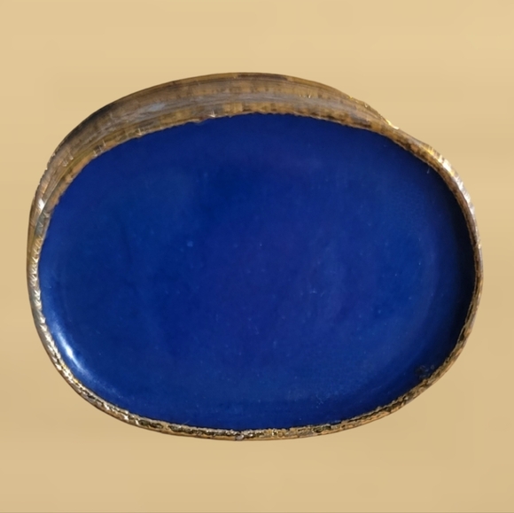 VINTAGE COLBALT BLUE CHÀTEAU DE VILLANDRY FRANCE PILL/TRINKET BOX - Picture 5 of 5